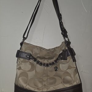 Coach Tan and Brown Shoulder Bag